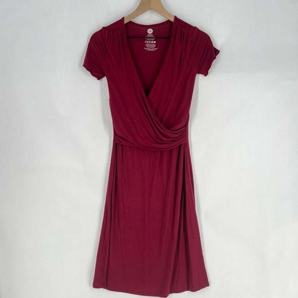 Kindred Bravely Dresses & Skirts - Kindred Bravely Burgundy Cross Front V-Neck Nursing Midi Dress Soft Modal XS